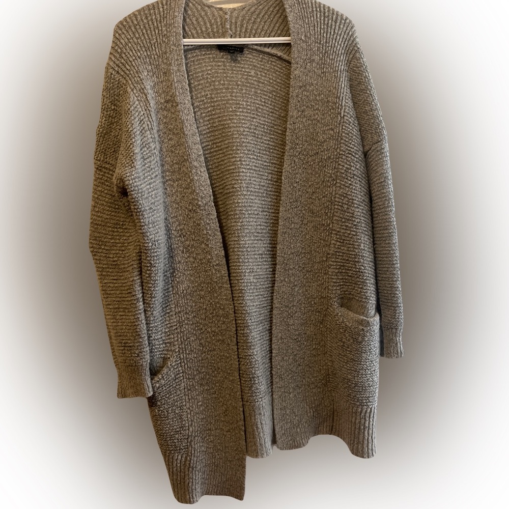 Long grey knit cardigan